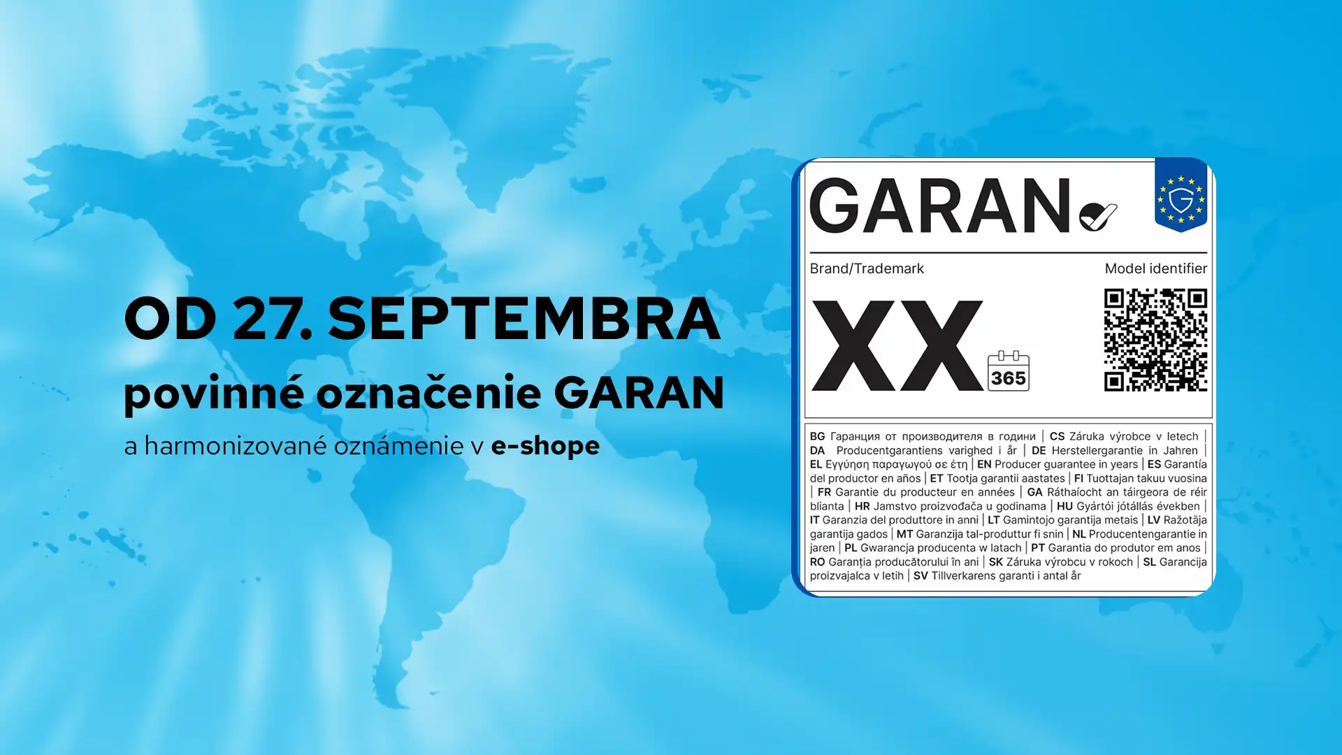 Označenie GARAN a harmonizované oznámenie v e-shope